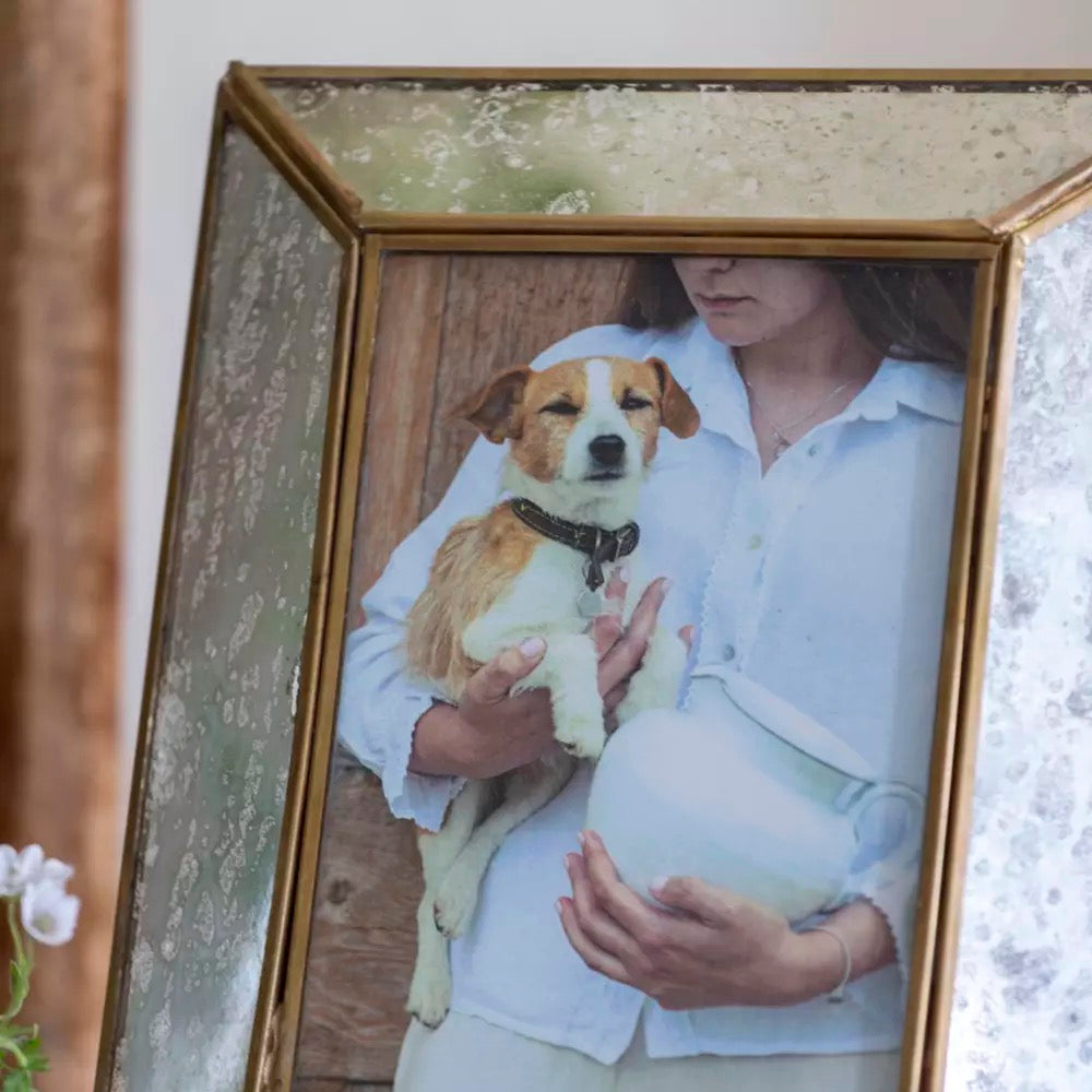 Photo Frame Antique Mirror Brass 7×5″