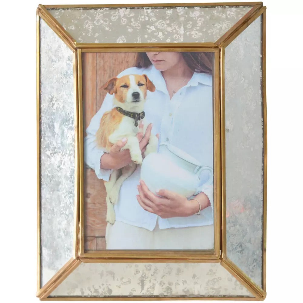 Photo Frame Antique Mirror Brass 7×5″
