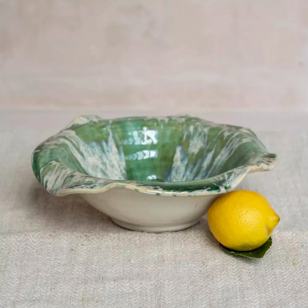 Glazed Bowl Green Stripe