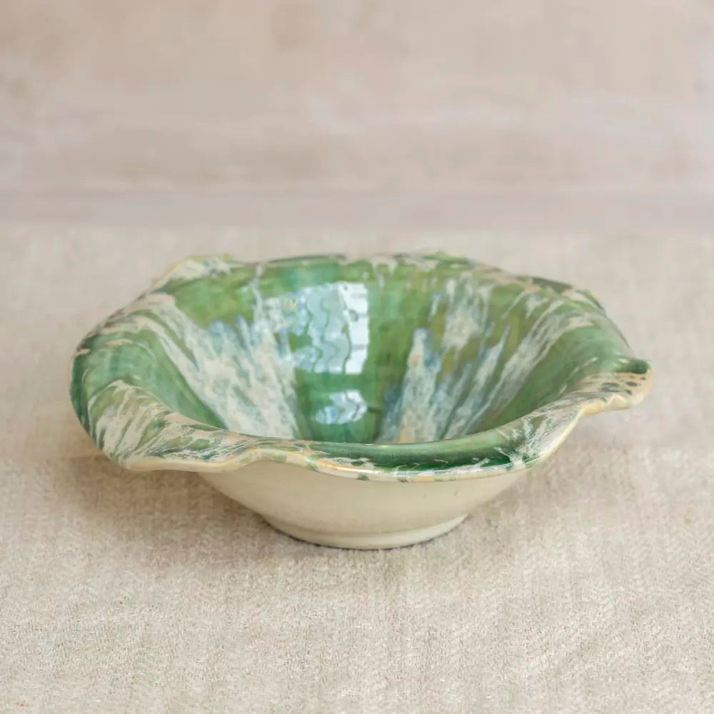 Glazed Bowl Green Stripe