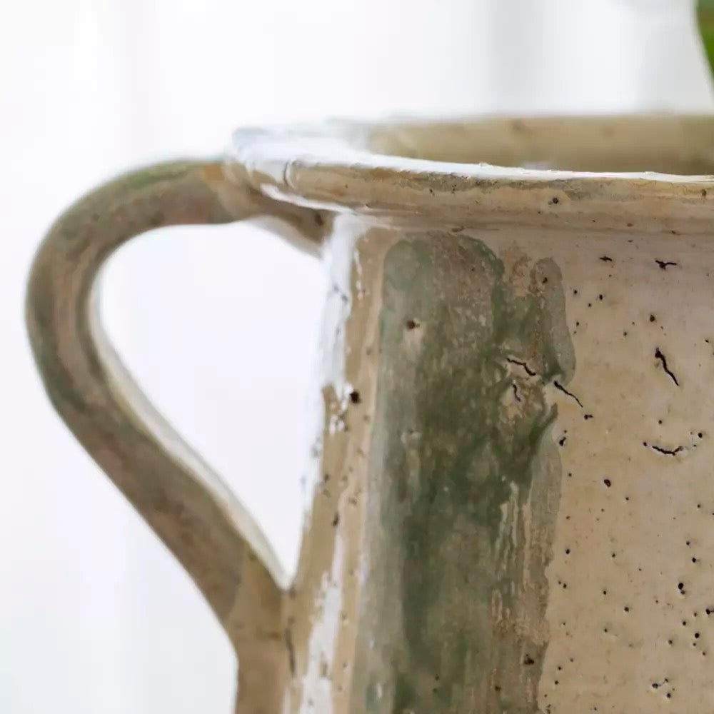 Pot With Handles Green Stripe Large