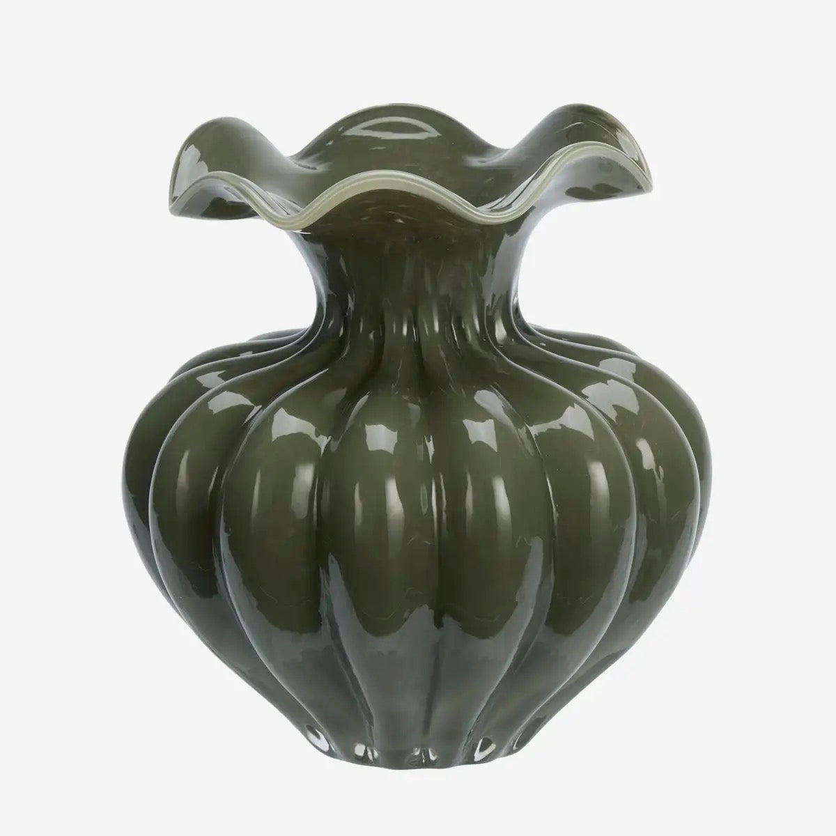 ART DECO GREEN GLASS VASE