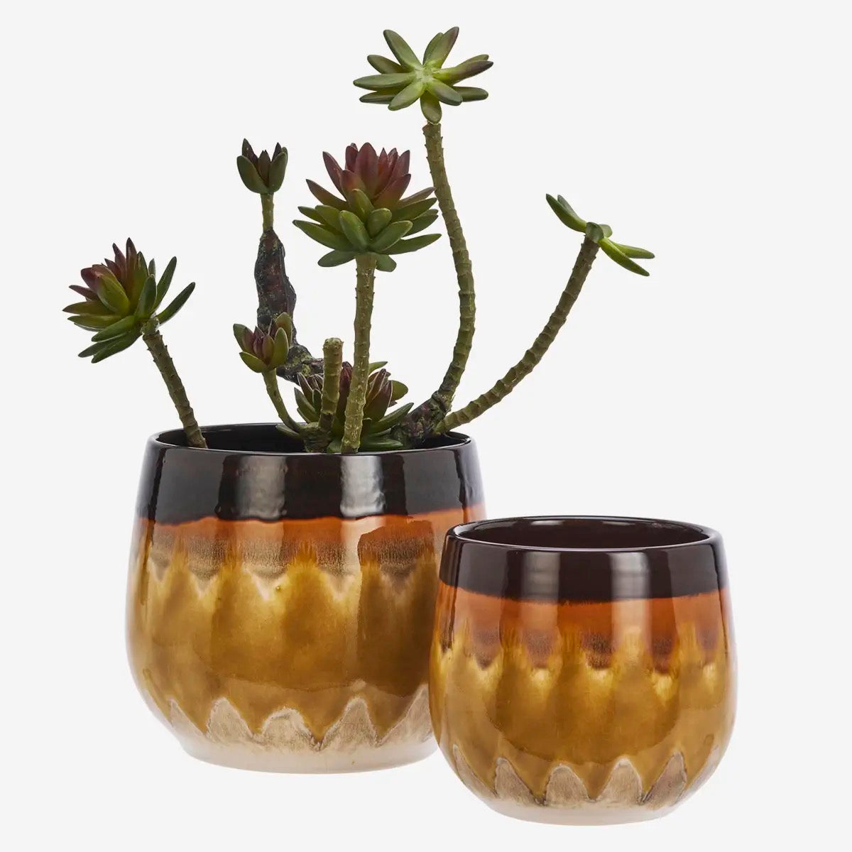 STONEWARE FLOWER POTS - 3 COLOUR WAYS S/2