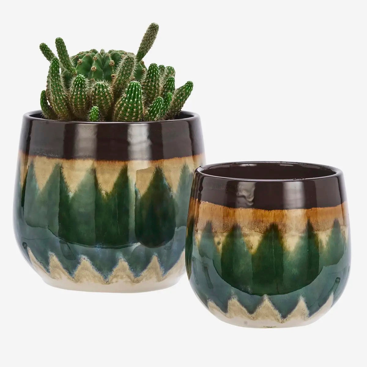 STONEWARE FLOWER POTS - 3 COLOUR WAYS S/2