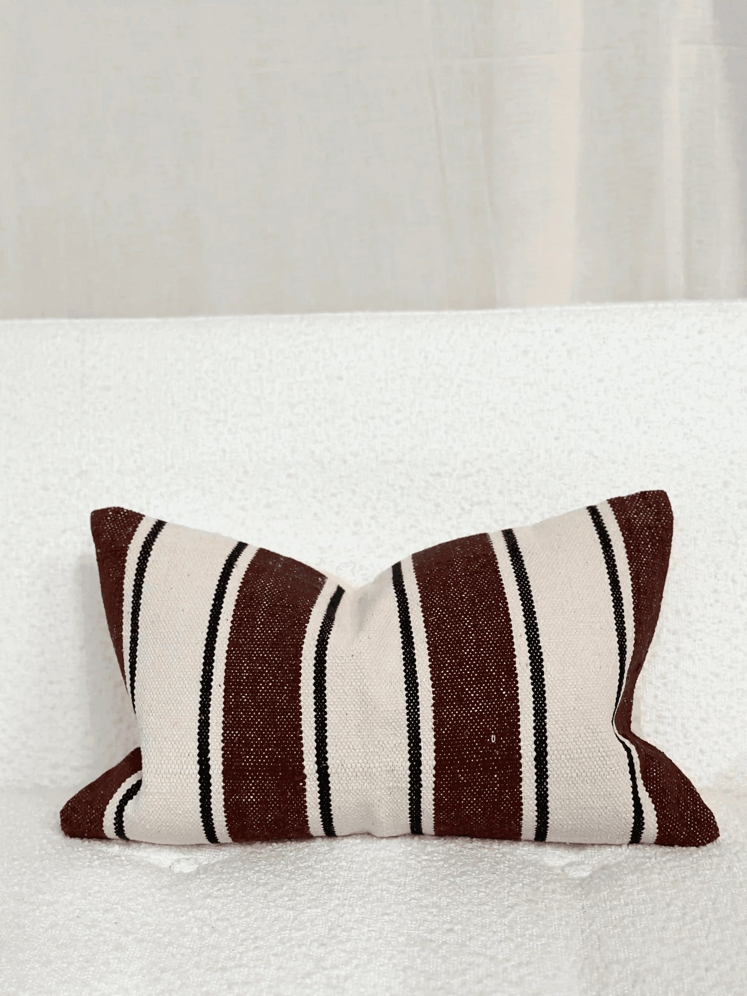 India Plum, Black & Cream Stripe Cushion - 2 sizes