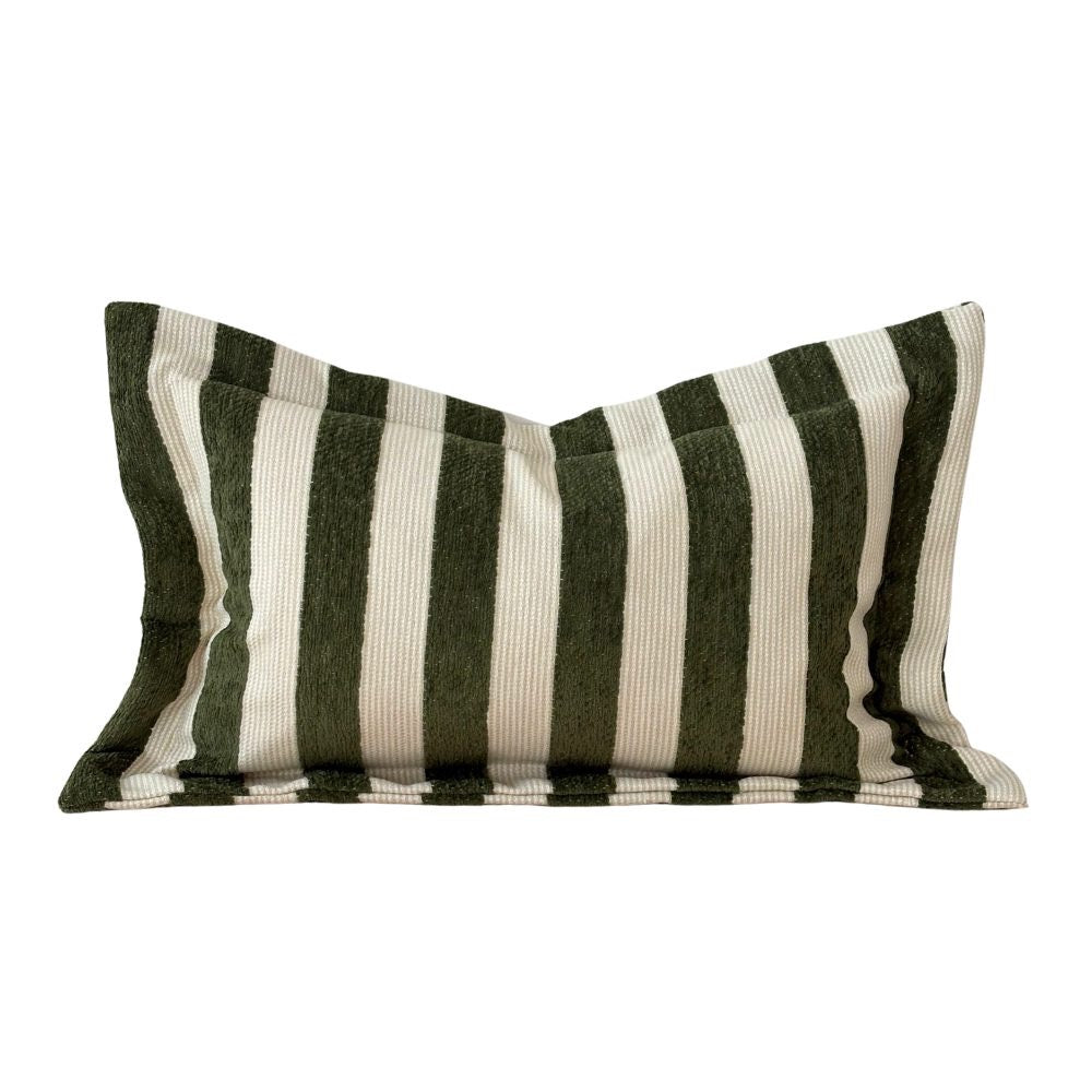 Orla Olive Green Stripe Cushion - 2 sizes