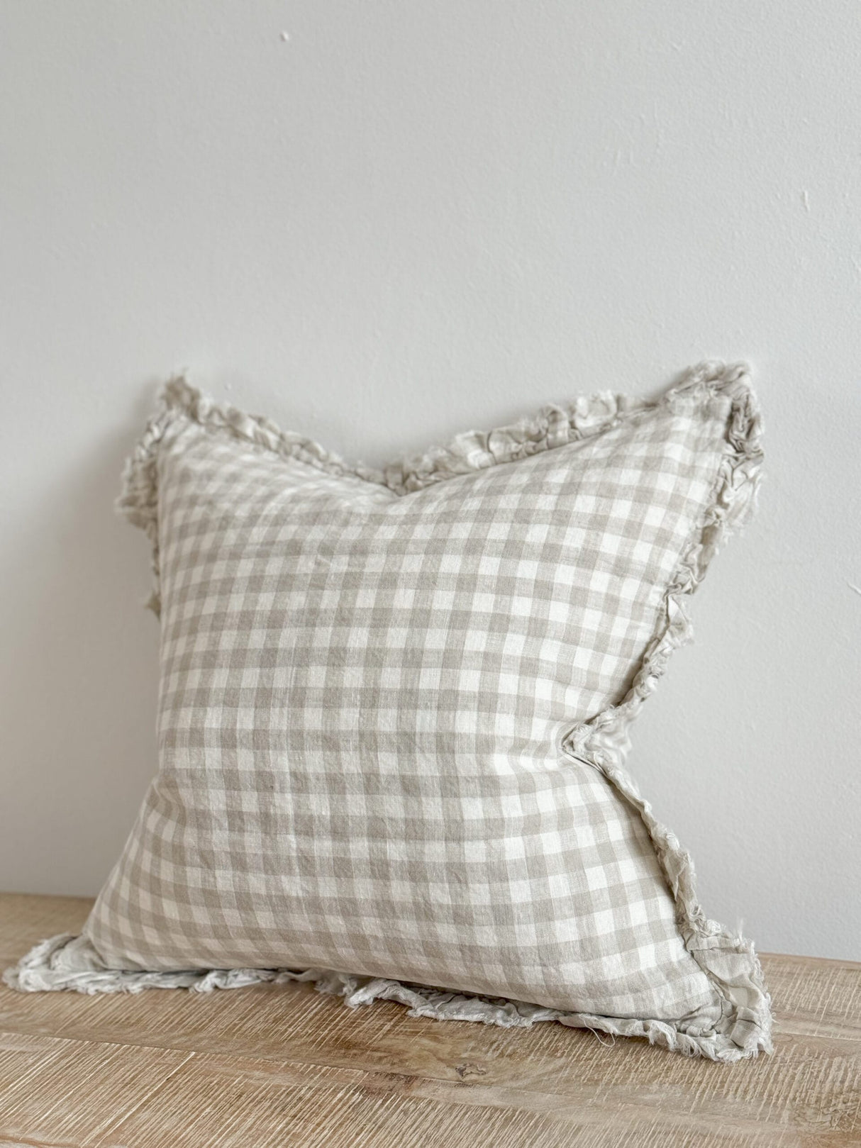 Hallie Natural Gingham Cushion - 2 sizes