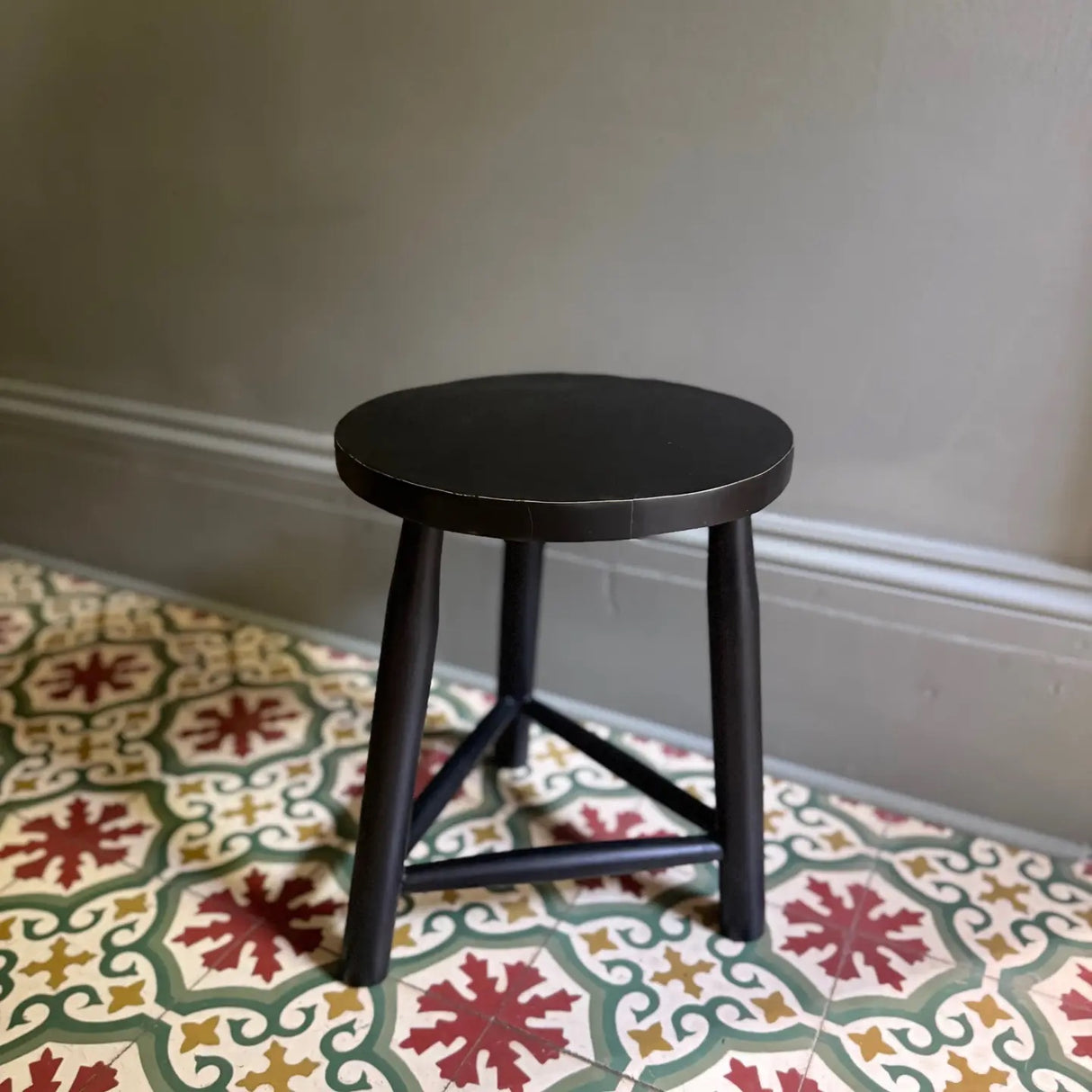 Painted Mango Wood Three Legged Stools - 2 sizes