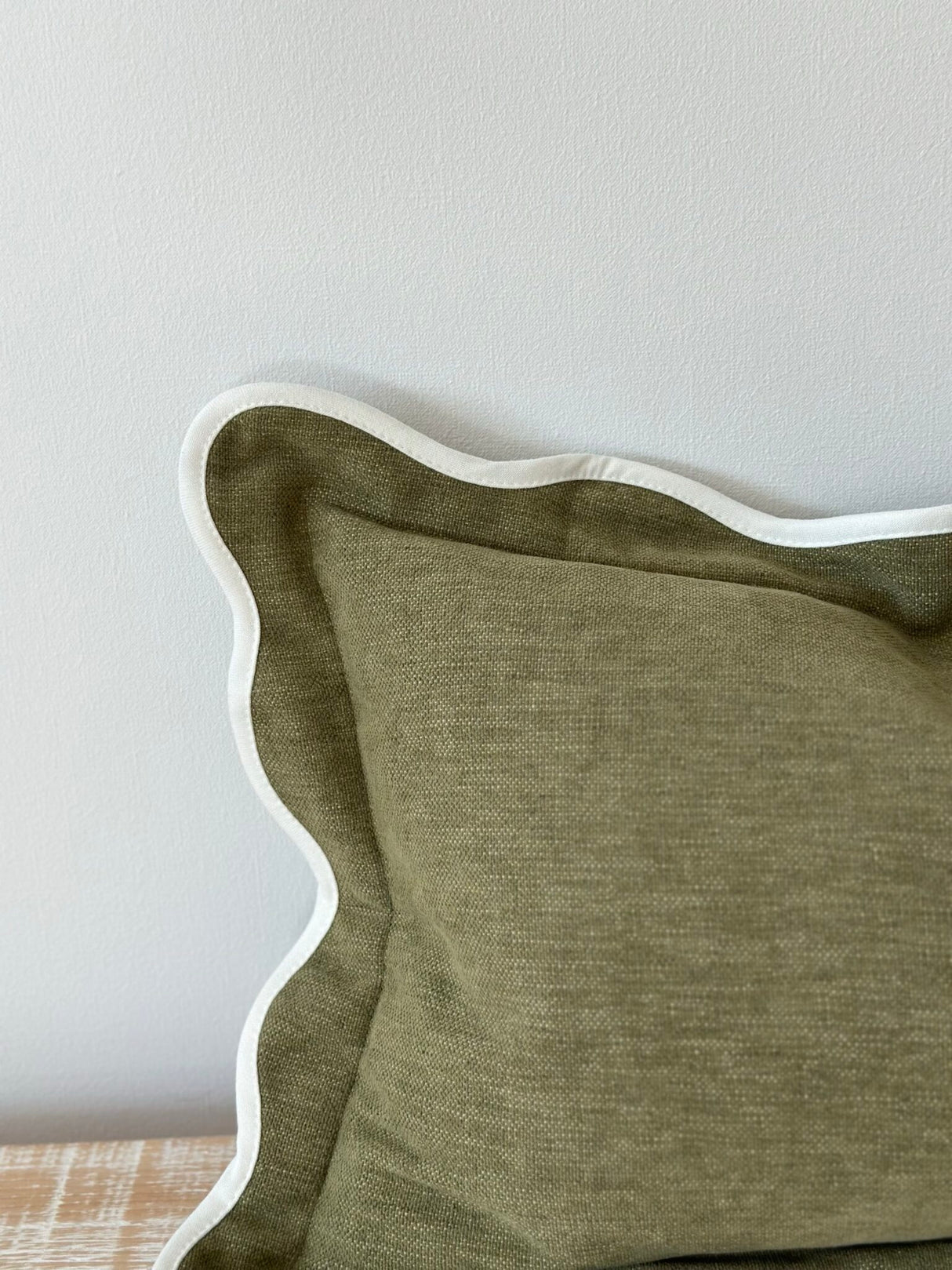 Chloe Olive Scalloped Cushion - 2 sizes