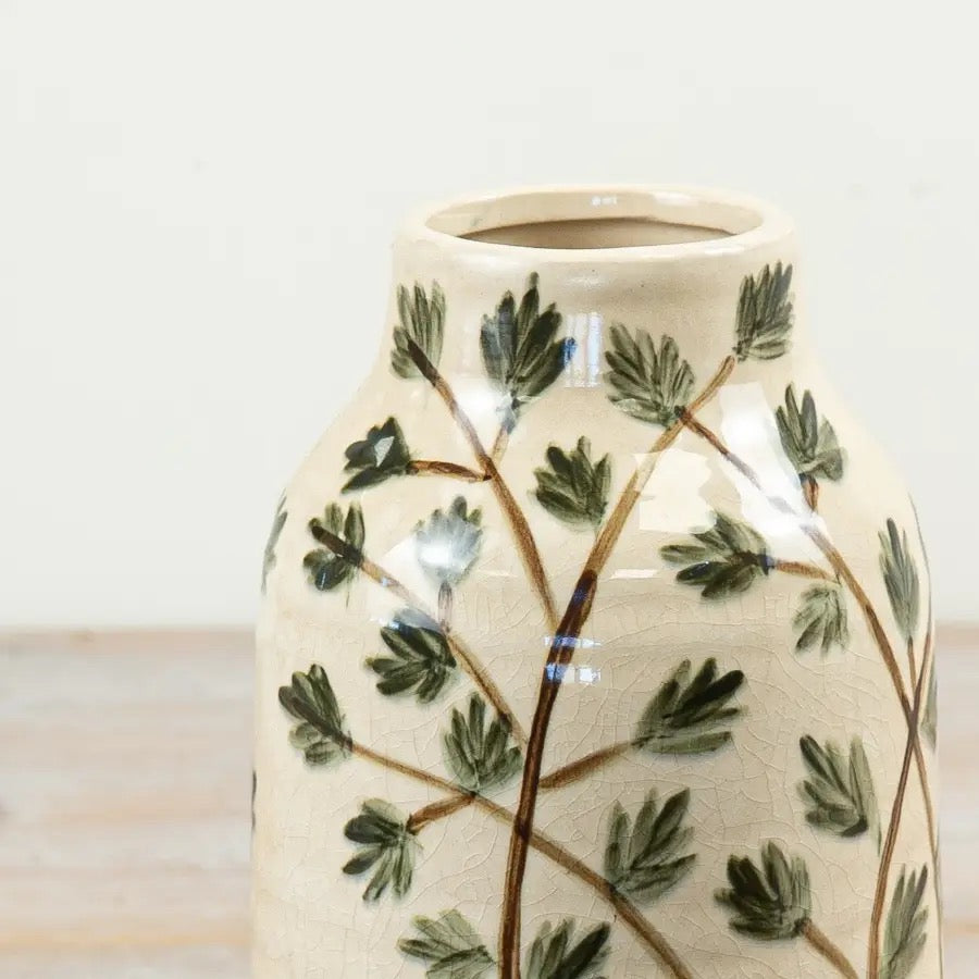 GREEN FOLIAGE CERAMIC VASE, 2 Sizes
