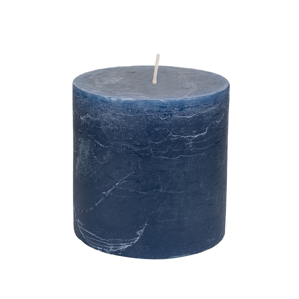 Rustic Pillar Candle Inky Blue 70mm x 130mm - 2 sizes