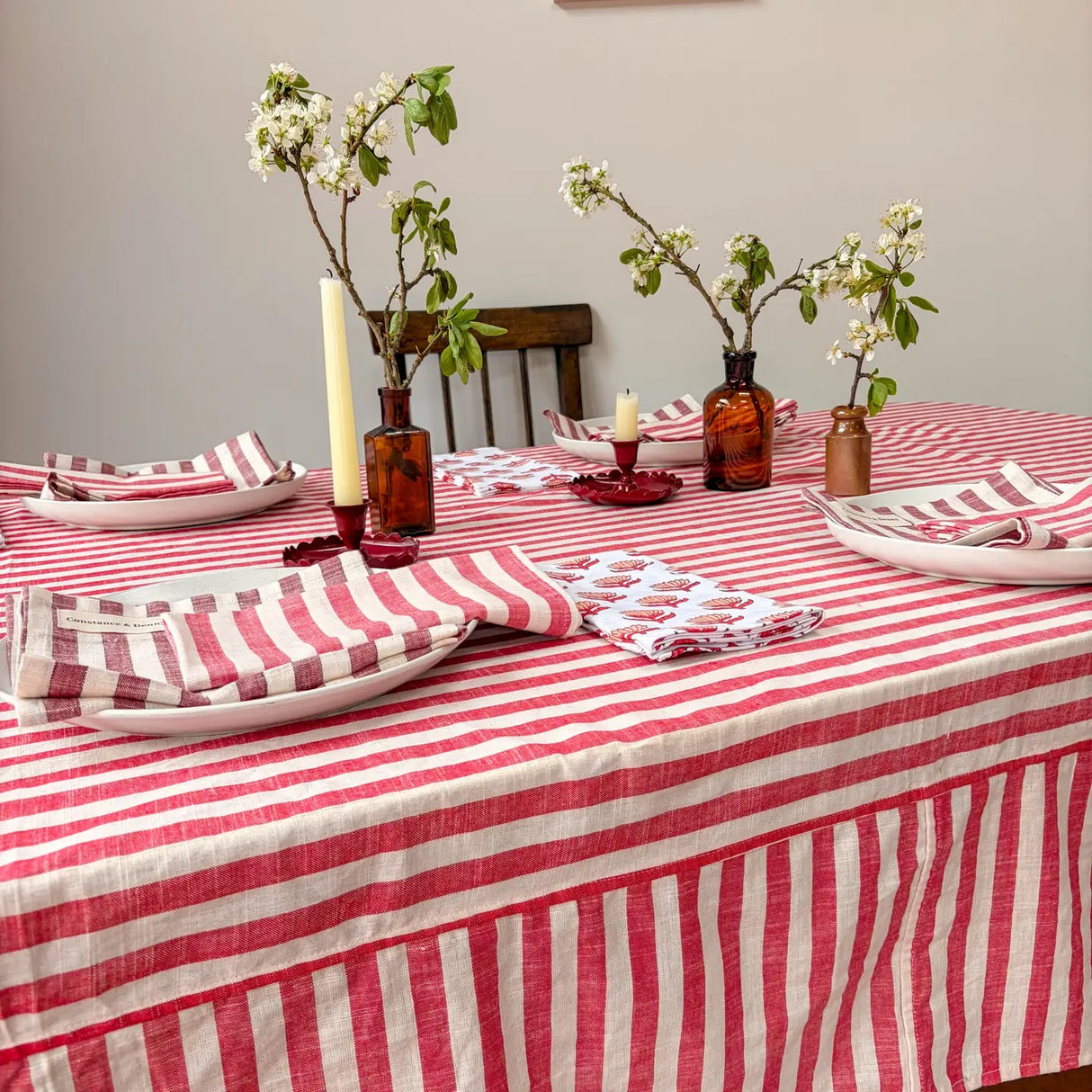 WOVEN POPPY STRIPE TABLECLOTH – 100% Cotton | 150 x 280 cm
