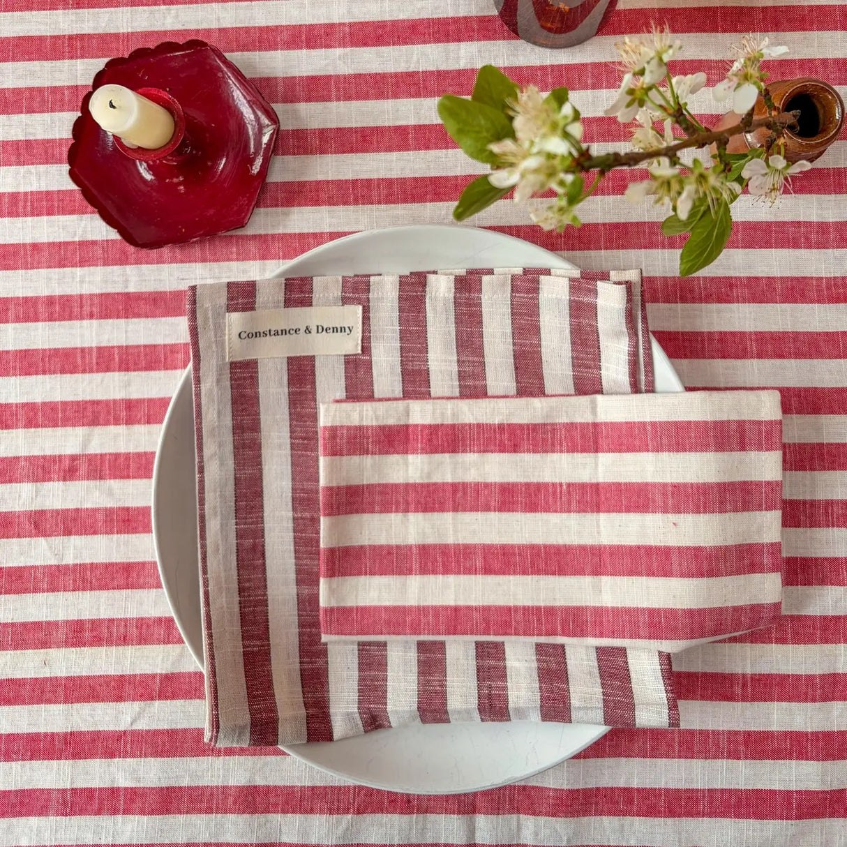 WOVEN POPPY STRIPE TABLECLOTH – 100% Cotton | 150 x 280 cm