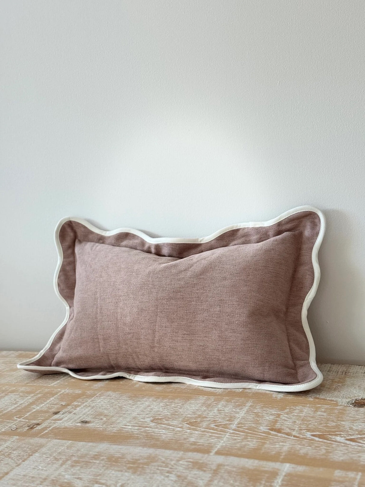 Chloe Dusty Pink Scalloped  2 sizes - Linen Blend