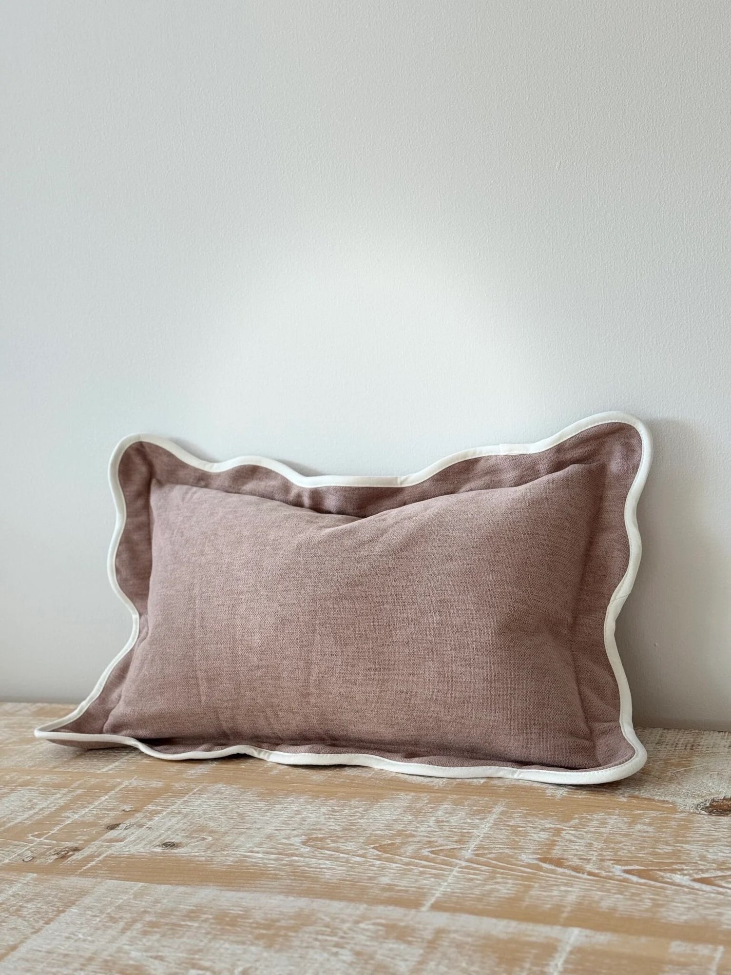 Chloe Dusty Pink Scalloped  2 sizes - Linen Blend