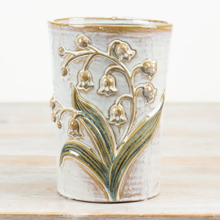 VASE WITH EMBOSSED FLORAL PATTERN - 2 sizes