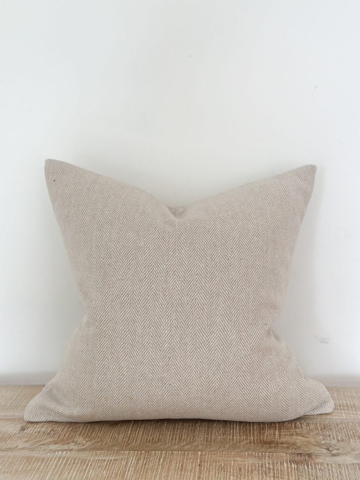 Tia Wool Cushion - Cream Herringbone 2 sizes