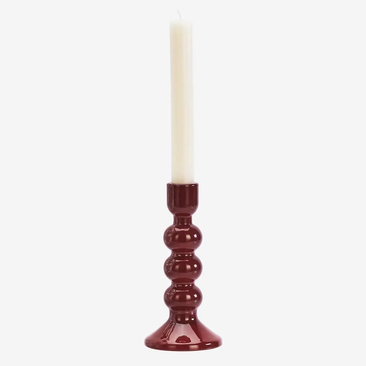 GLASS CANDLE HOLDER - Maroon - 2 sizes