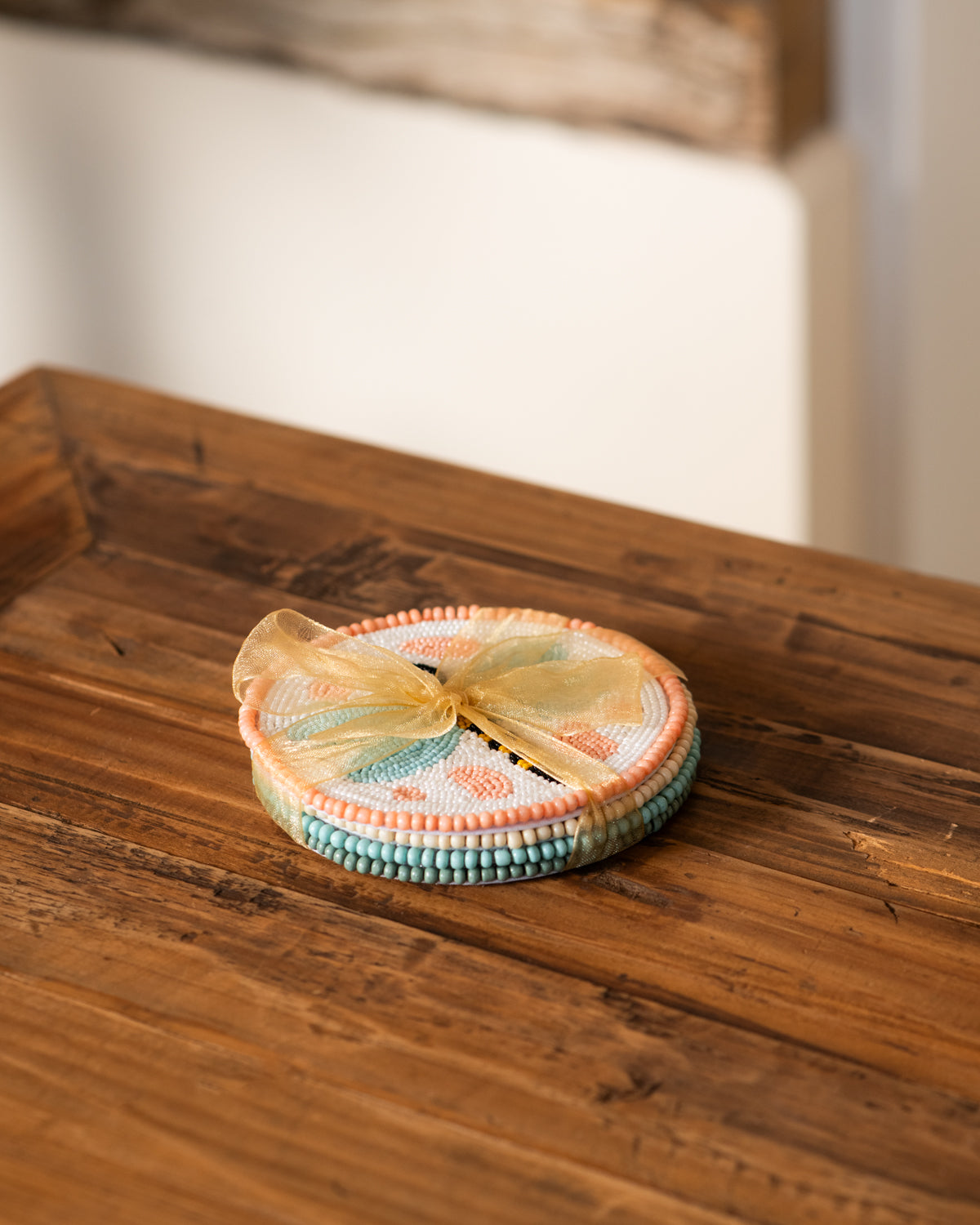 Artisan Coasters Beaded Dragonfly Design - set of 4