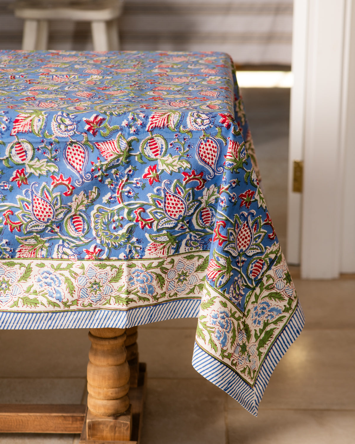 CHAMKEE Cotton Hand Block Printed Tablecloth