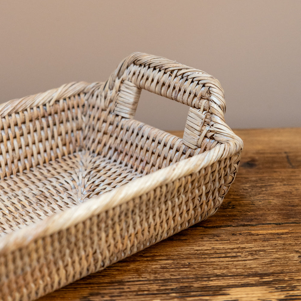 NARROW RATTAN TRAY WITH HANDLES