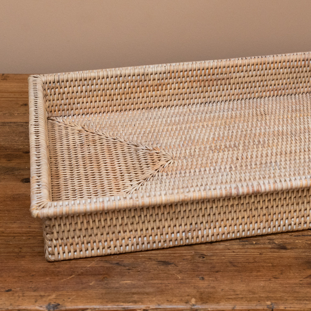 RATTAN RECTANGLE TRAY MED - LRG