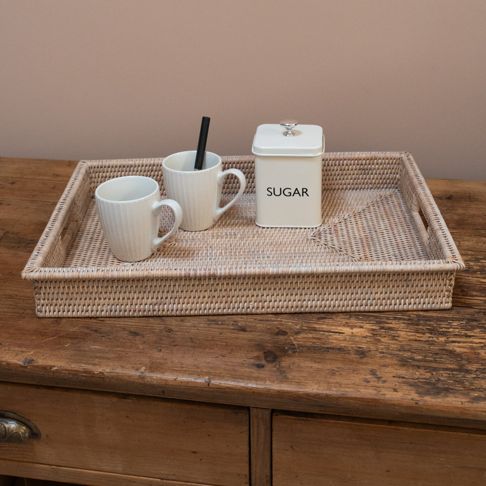 RATTAN RECTANGLE TRAY MED - LRG
