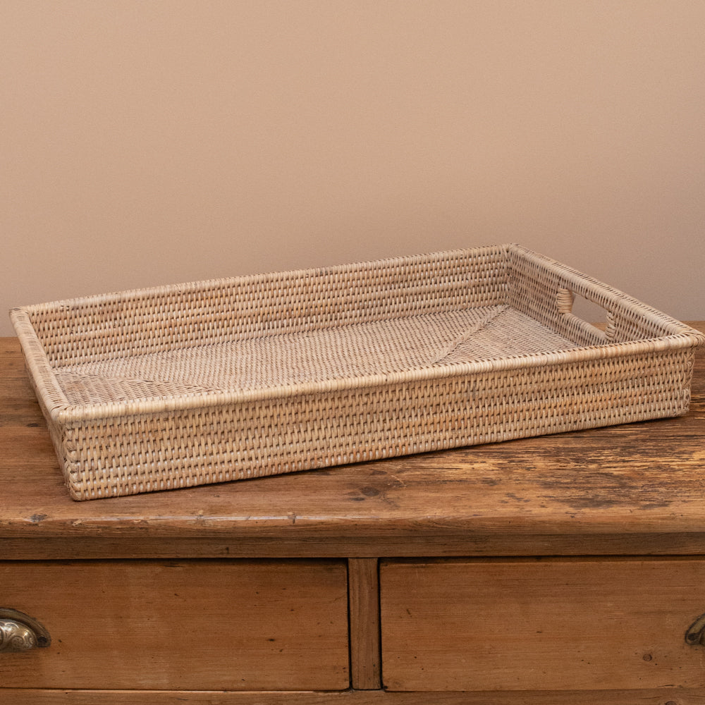 RATTAN RECTANGLE TRAY MED - LRG