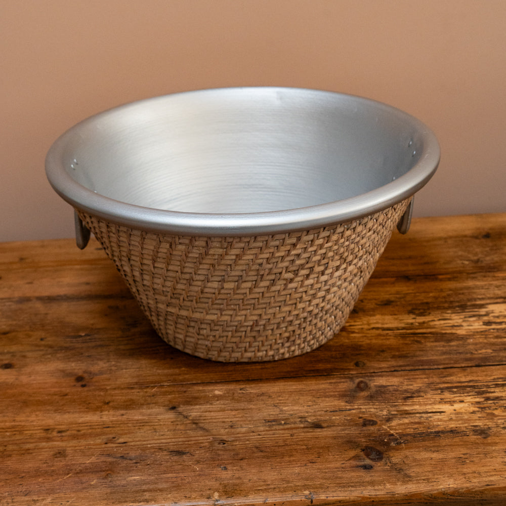 RATTAN CHAMPAGNE BUCKET WITH ALUMINIUM LINER