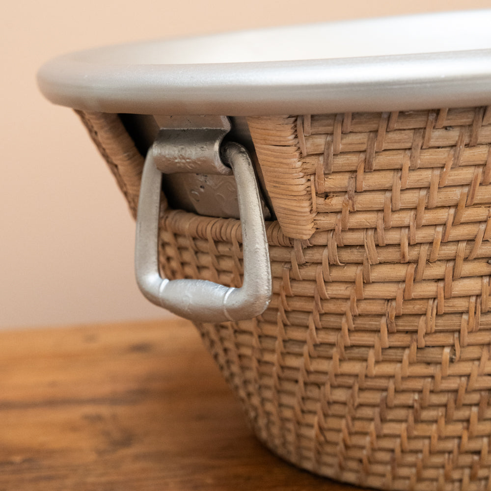 RATTAN CHAMPAGNE BUCKET WITH ALUMINIUM LINER