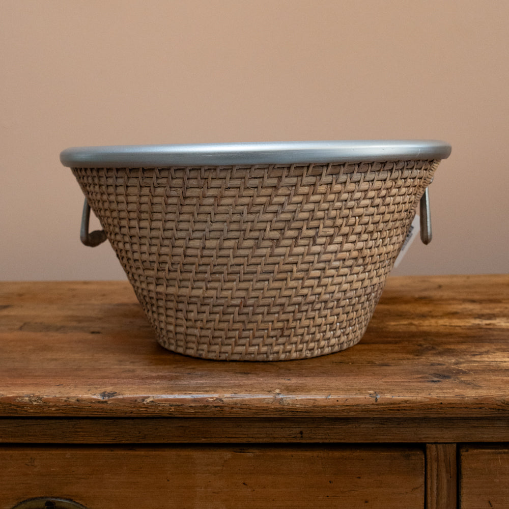RATTAN CHAMPAGNE BUCKET WITH ALUMINIUM LINER