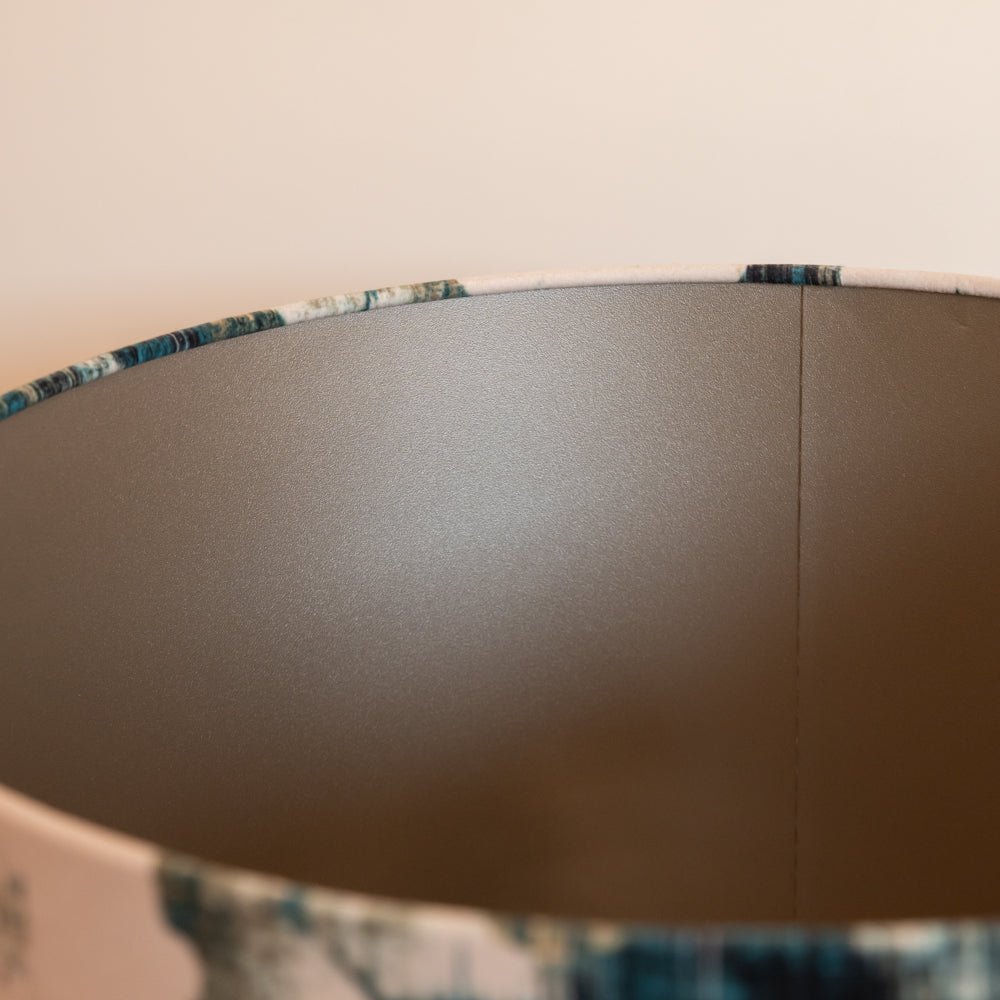 Scarabee Blue Patterned Velour Drum Shade