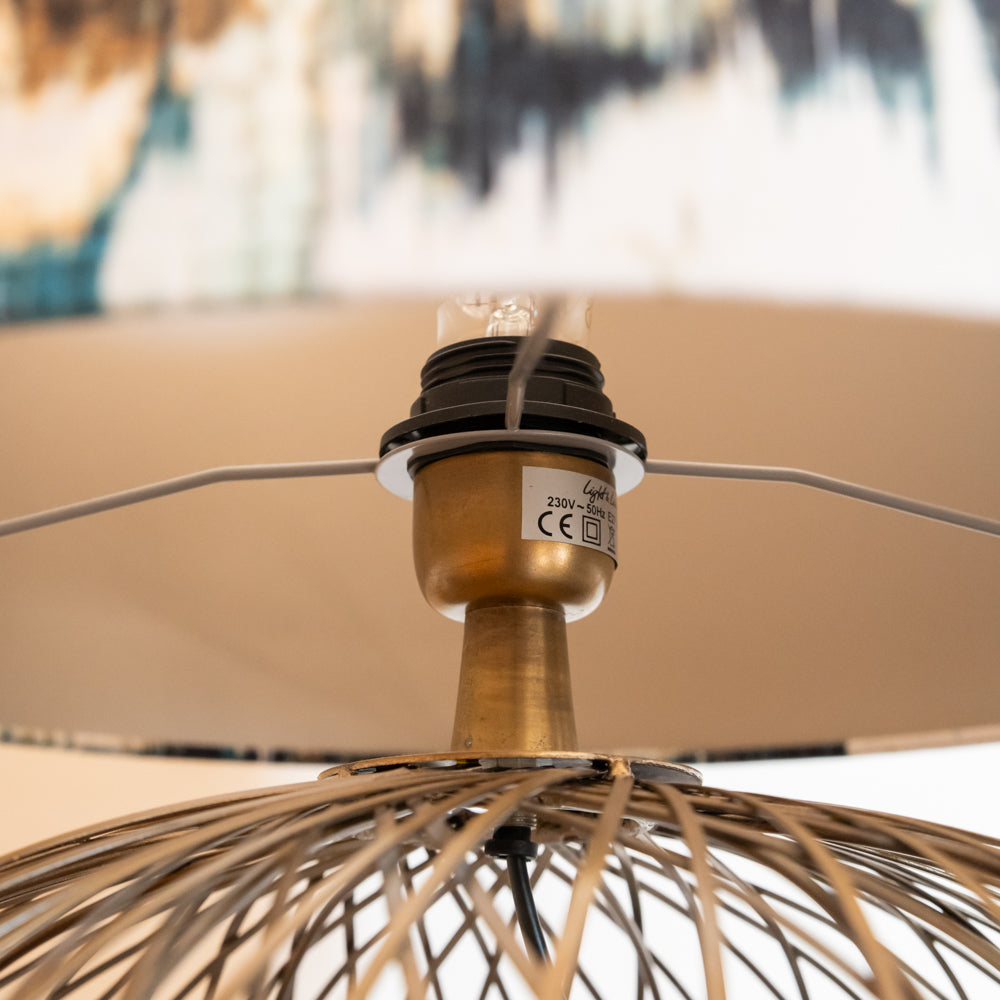 Scarabee Blue Patterned Velour Drum Shade