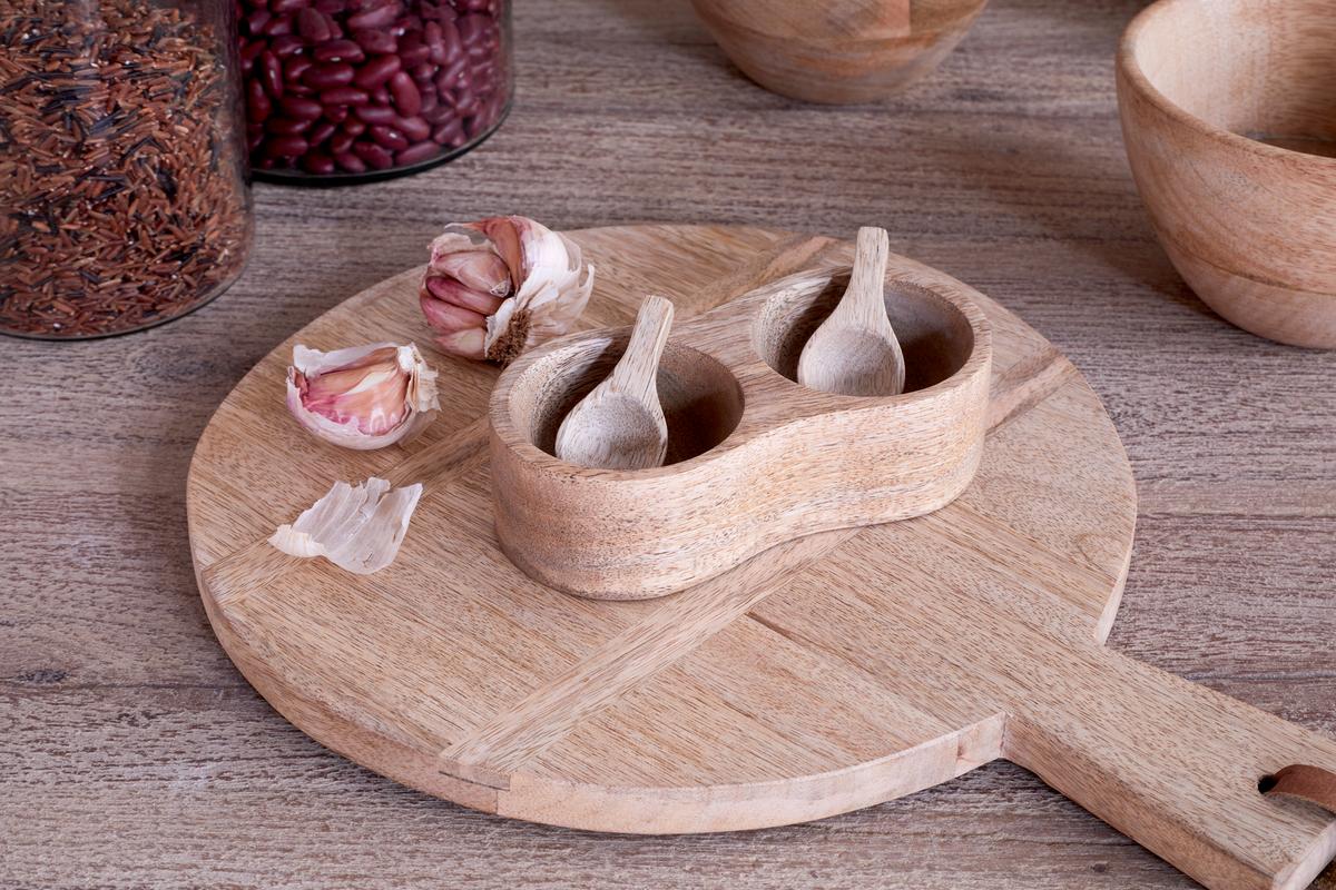 NKUKU -Milaku Mango Wood Salt & Pepper Server - Natural