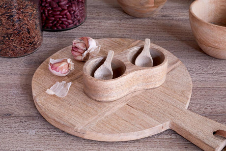 NKUKU -Milaku Mango Wood Salt & Pepper Server - Natural