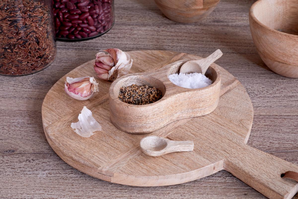 NKUKU -Milaku Mango Wood Salt & Pepper Server - Natural