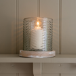 Herringbone Glass Candle Holder Large