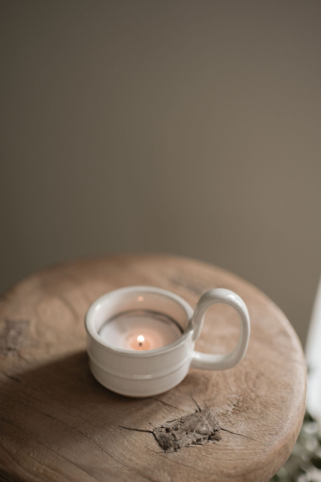 Stoneware Candle cup - Milk White