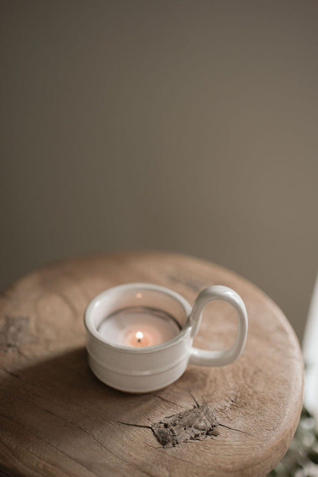 Stoneware Candle cup - Milk White