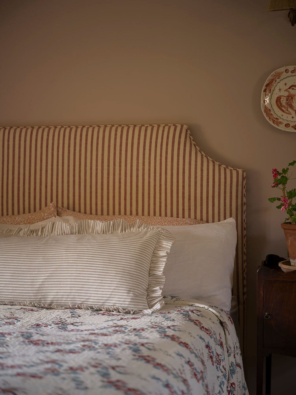 Striped Bolster Cushion with Frill - 90cm