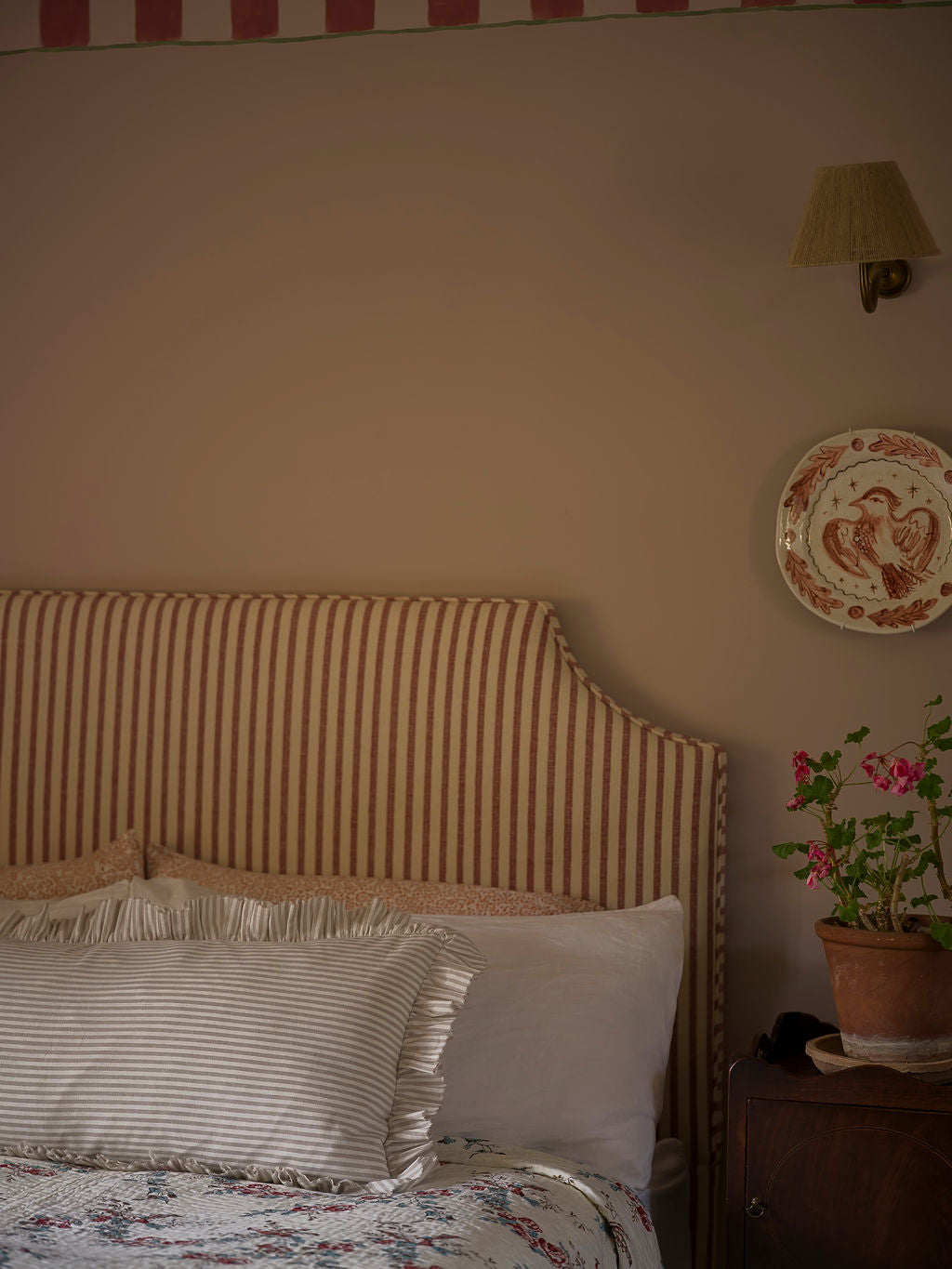 Striped Bolster Cushion with Frill - 90cm