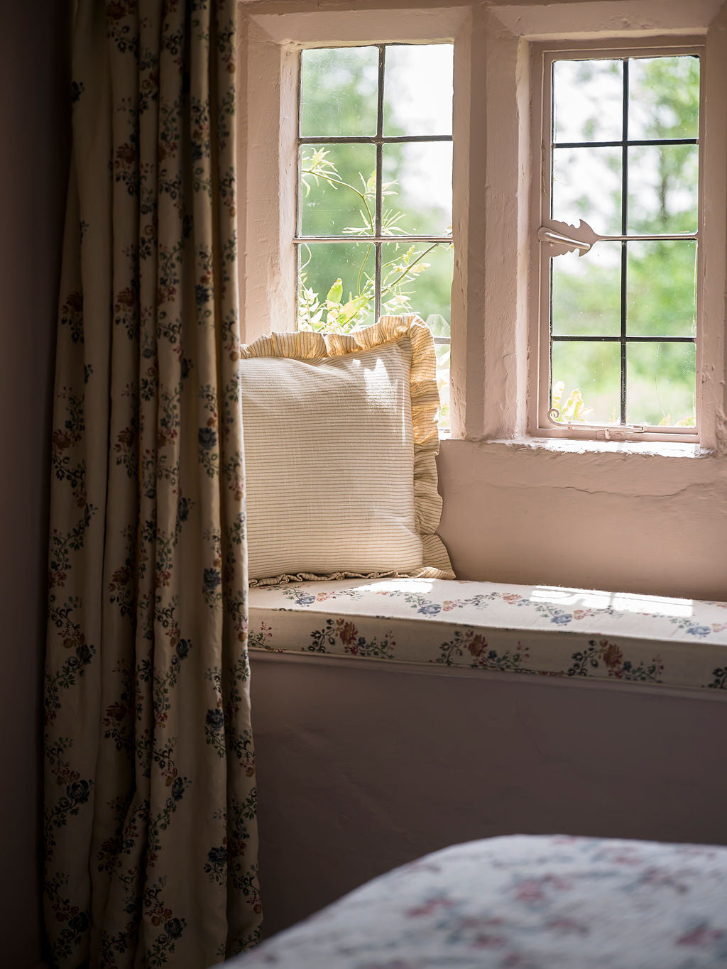 Stripe Frill Cushion - Taupe