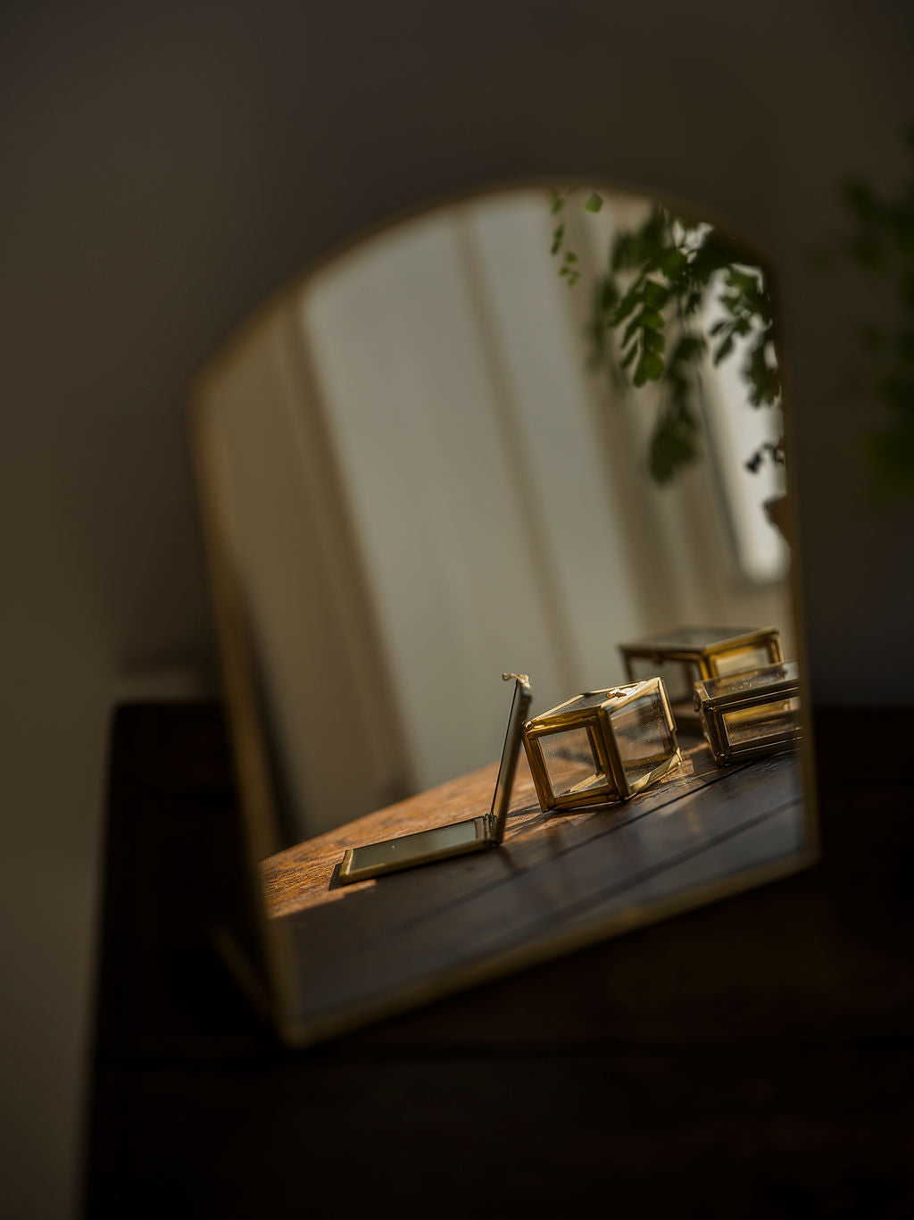 Antique Brass Stand Up Brass Mirror