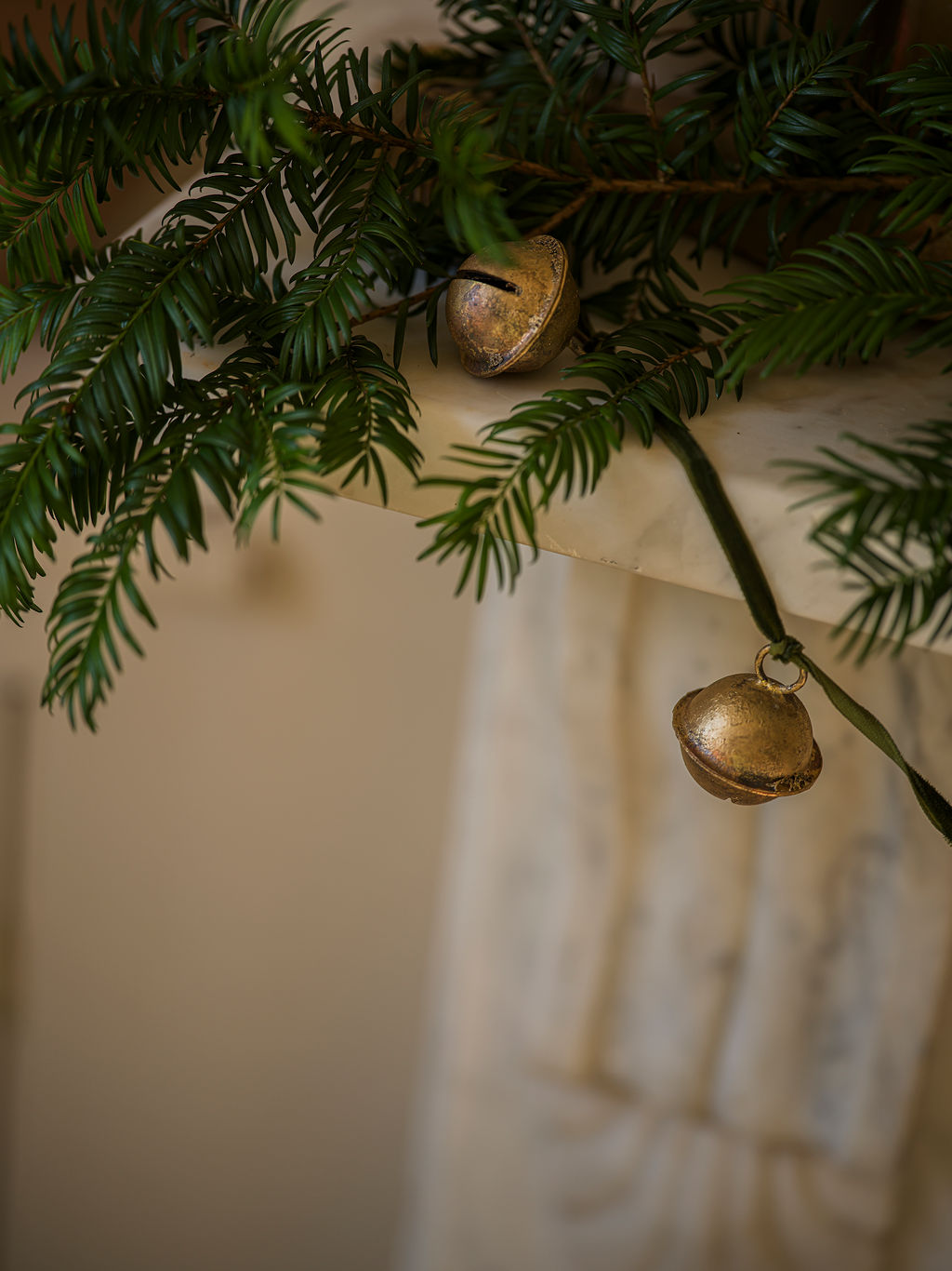 Jingle Bell Garland on Velvet Ribbon