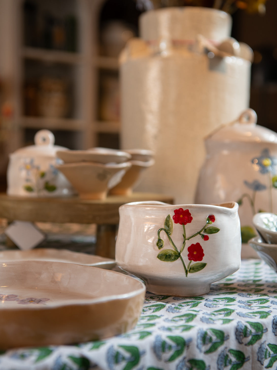 Stoneware Bowl - Meadow/Red Flower