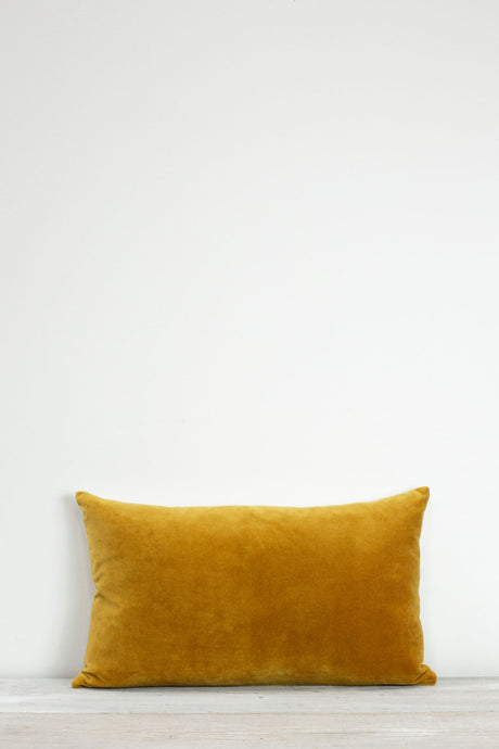 Indian Cotton Velvet Cushion - Turmeric
