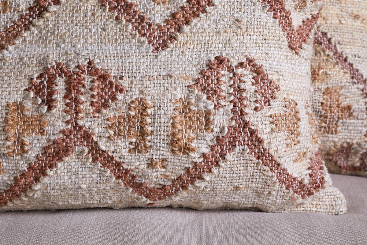 NKUKU -Nuvali Cotton & Jute Cushion Cover - Rust - 2 Sizes
