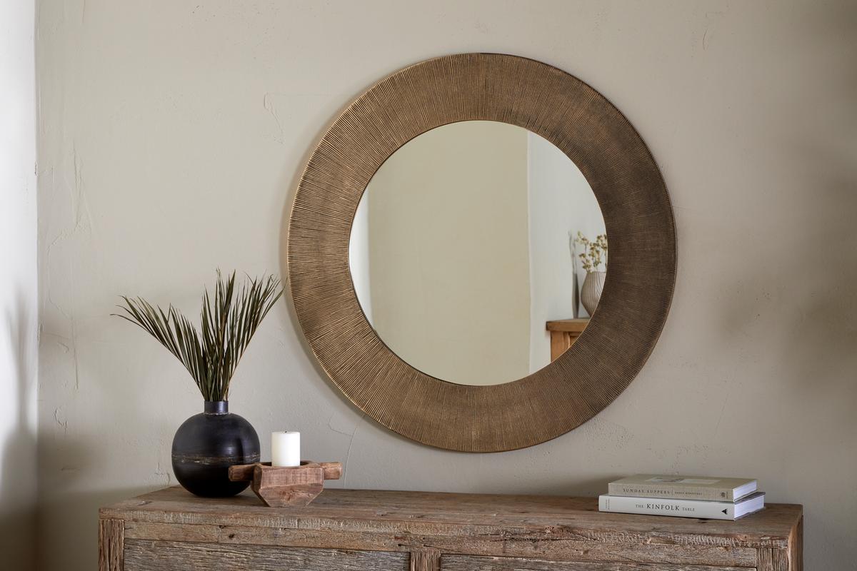 NKUKU - Moto Round Mirror - Antique Brass
