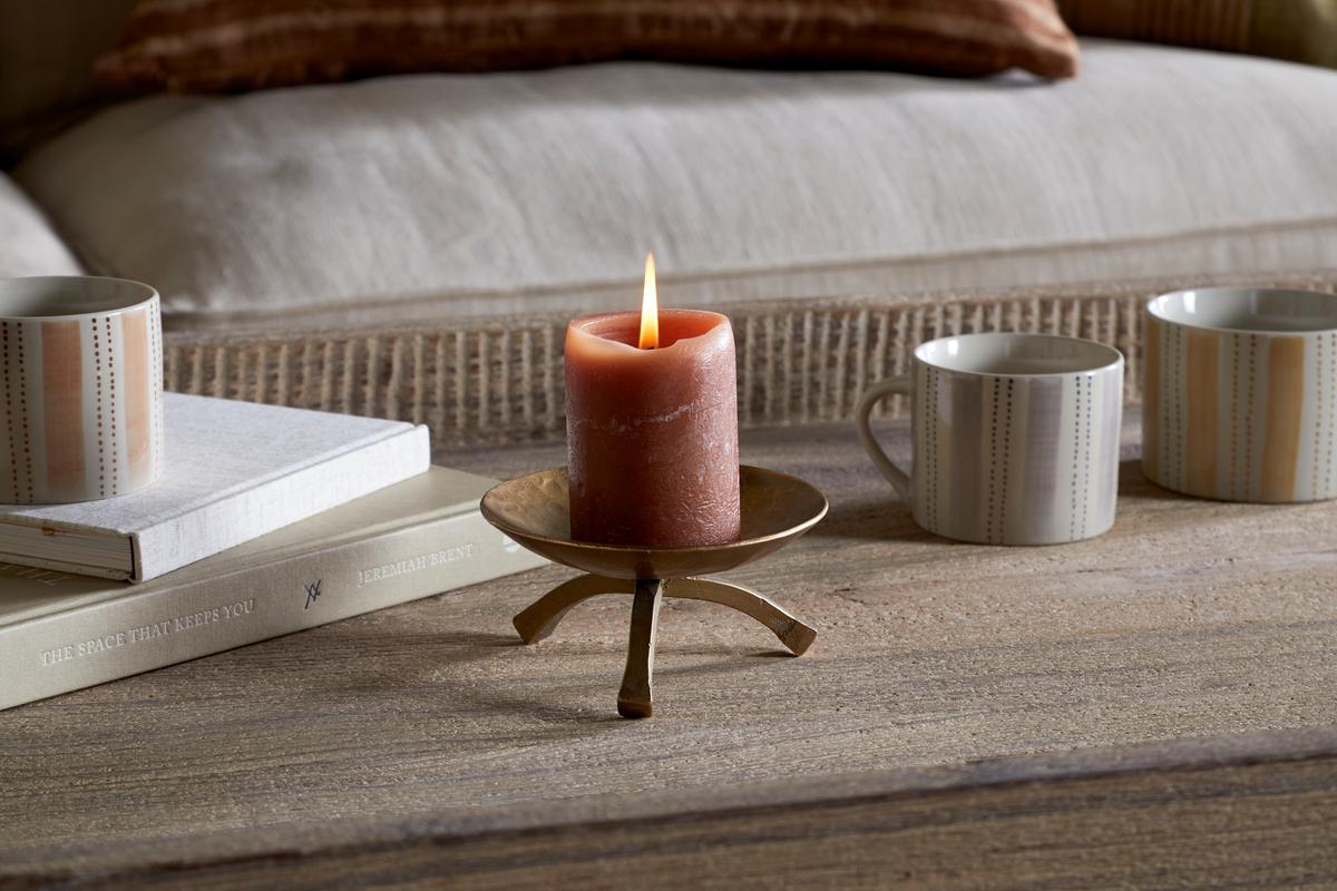 Kalik Candle Holder - Antique Brass - NKUKU