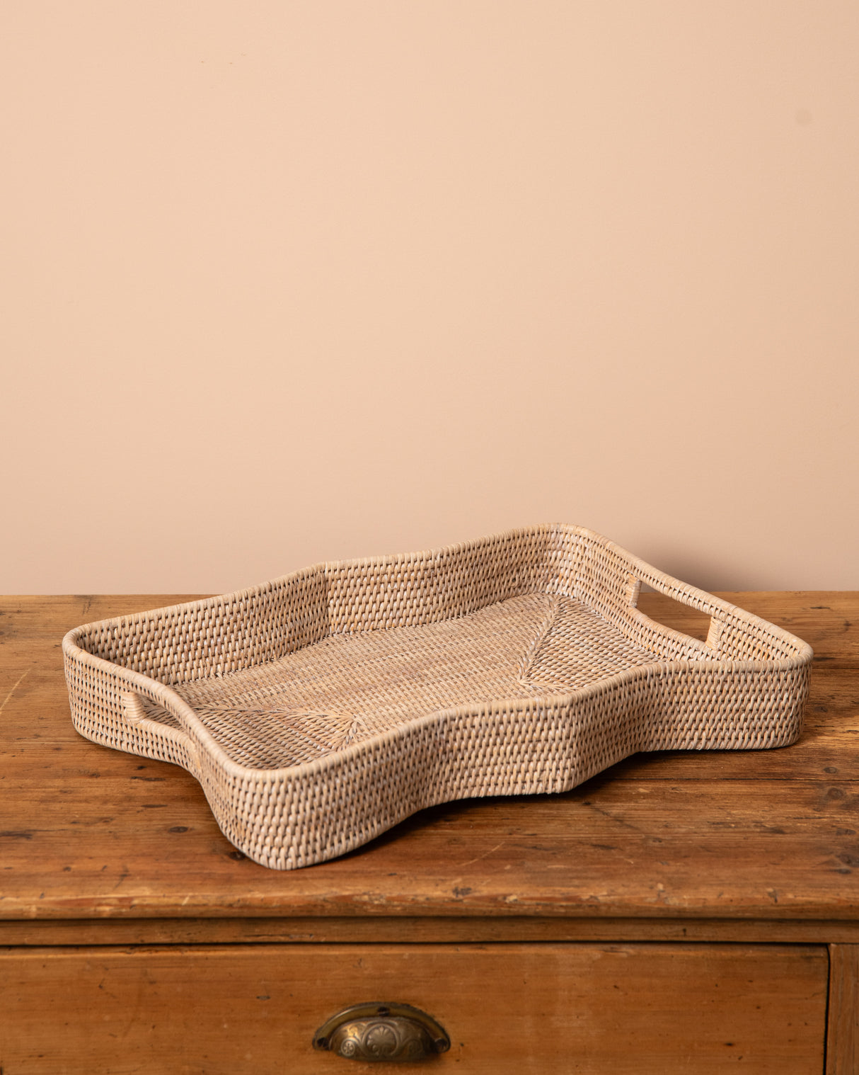 RATTAN SCALLOP RECTANGLE TRAY - 2 sizes